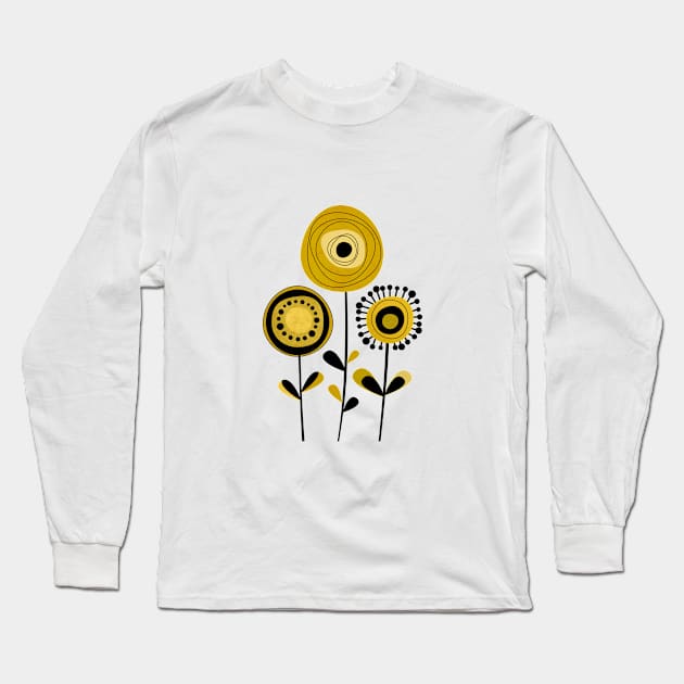 Mid Century Modern Flowers 9 Long Sleeve T-Shirt by Dream Print Designs